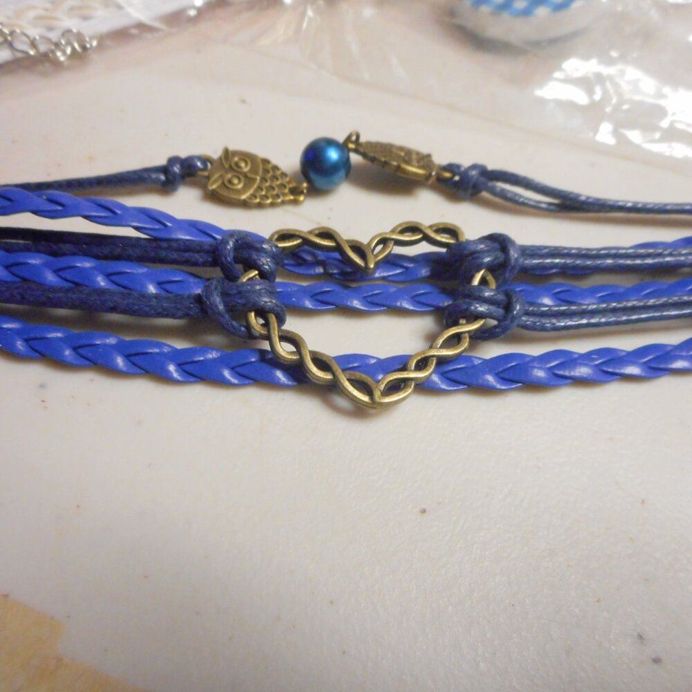 multi strand bracelet with multiple charms  ...blues